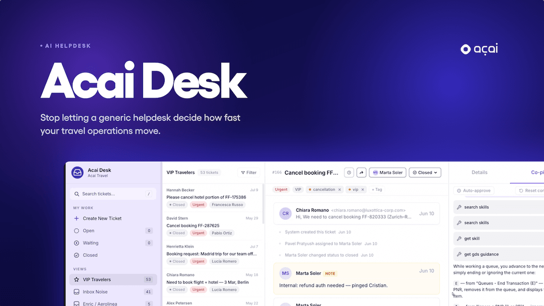 Acai Travel lança Acai Desk, primeiro helpdesk nativo de IA desenvolvido para o setor de viagens