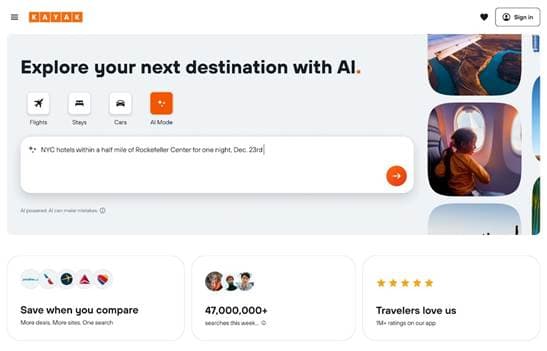 KAYAK lança AI Mode com ChatGPT para planejar roteiros em segundos