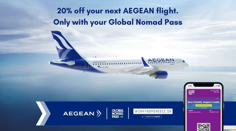 Parceria une AEGEAN e Global Nomad Pass para incentivar trabalho remoto
