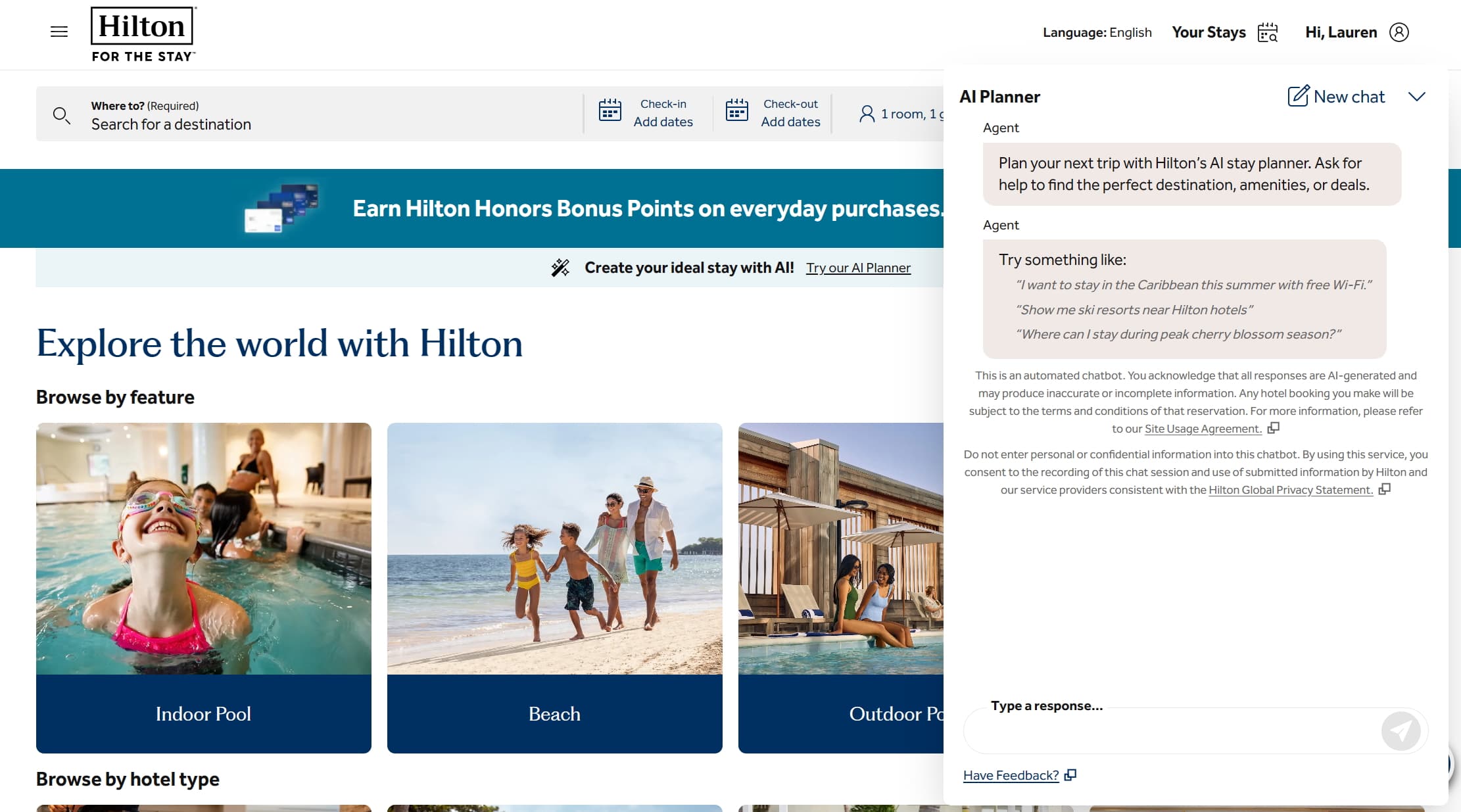 Hilton lança planejador de viagens com IA para personalizar estadias e buscas de hotéis